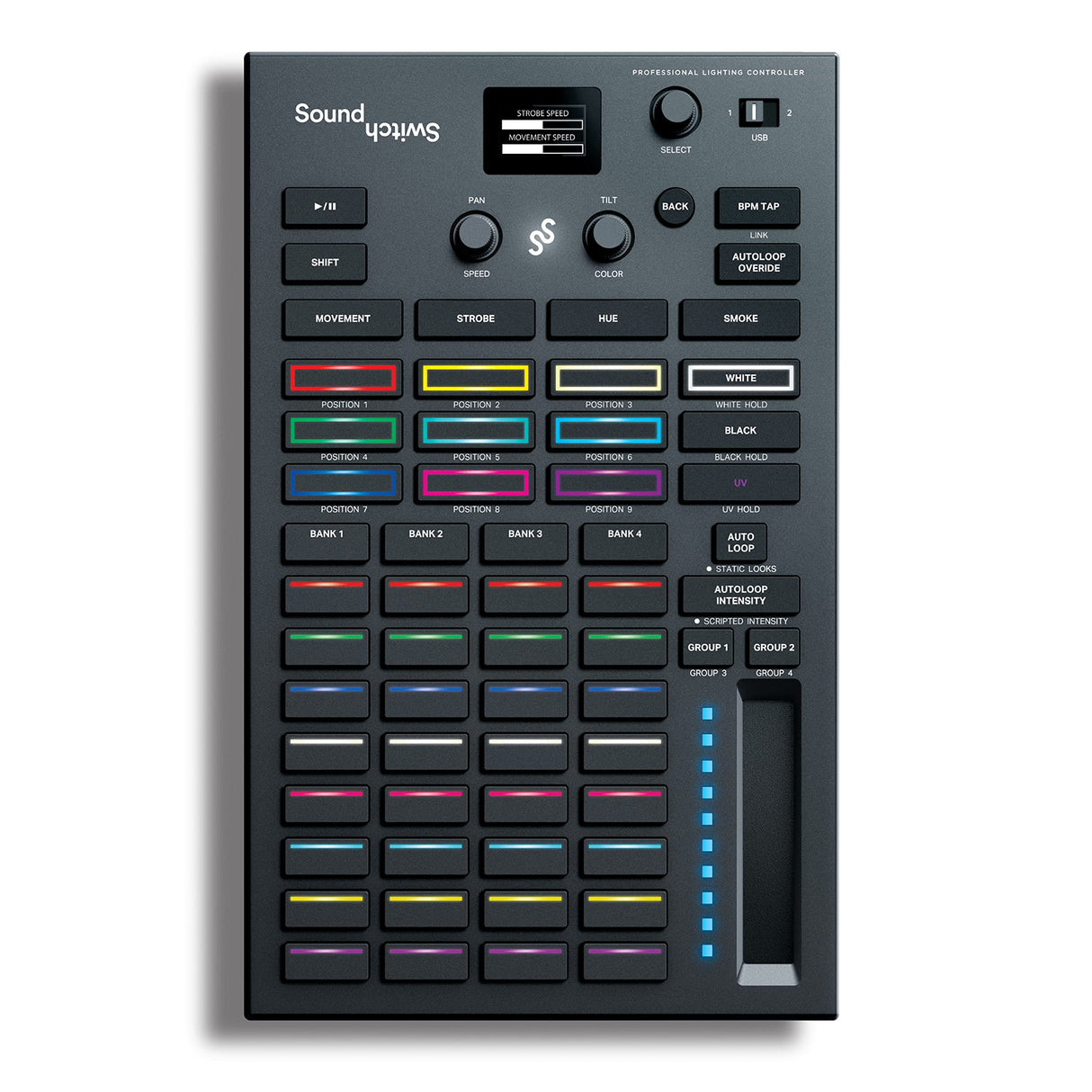 SoundSwitch Control One - Controlador de iluminación DMX DJ profesional con 3 meses de acceso al software SoundSwitch y soporte para Phillips Hue