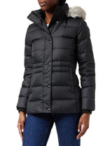 Tommy Hilfiger Chaqueta de Plumas para Mujer Tyra Down Jkt With Fur con Plumas de Pato, Negro (Black), Xs