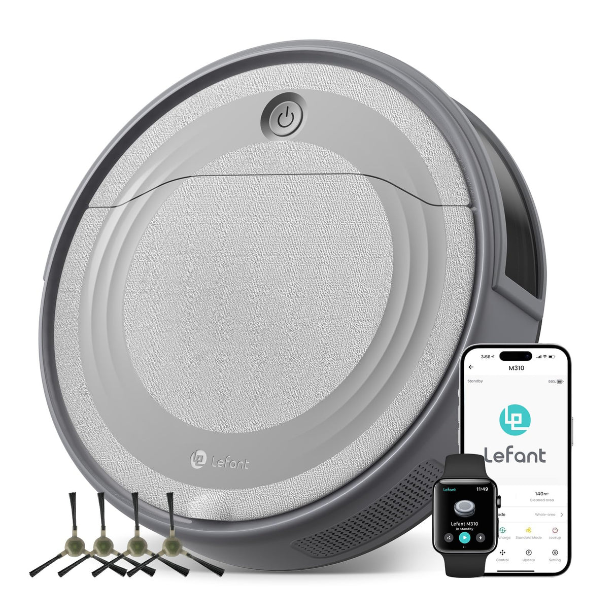 LEFANT Robot Aspirador M310G, 4500 Pa Aspirador Robot, Robot Vacuum Cleaner con Navegación PSD, 150 min Autonomía, Wi-Fi, sin Fregado; Ideal para pelos de Mascota, Alfombras y Suelos Duros