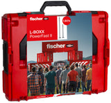 fischer L-Boxx PowerFast II, 1.800 tornillos PowerFast II para aglomerado en 11 dimensiones con rosca completa y parcial, para un procesamiento rápido y flexible, incluye juego ProfiBit