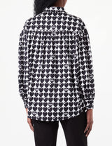 Love Moschino Camiseta con Mangas largas Acolchadas, Blanco y Negro, 42 para Mujer