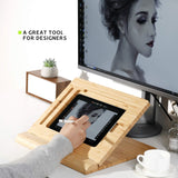 ELETIUO Soporte Ajustable Plegable para Tableta, Organizador de Madera de bambú multiángulo para iPad, Estable para Dibujar, Ver, Escribir (soporta múltiples Dispositivos)