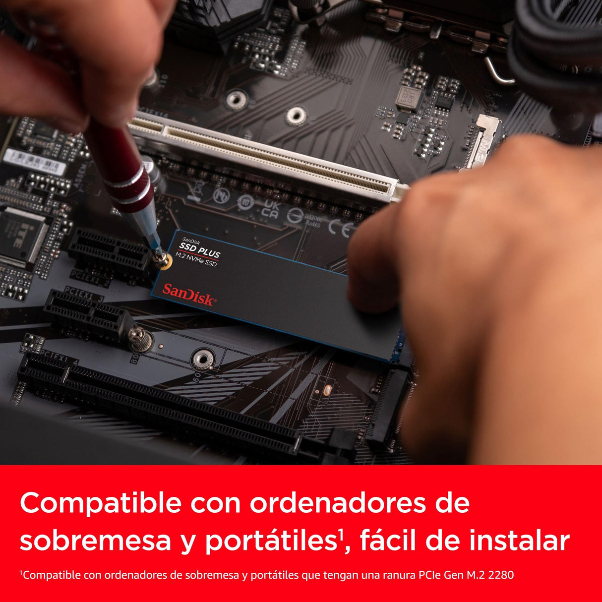 SanDisk SSD Plus M.2 2280 NVMe SSD 2 TB PCIe Gen 3, con velodidad de lectura de hasta 3200 MB/s NVMe SSD, Western Digital Dashboard