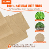 VEVOR Rollo de Tela de Arpillera de 914 mm x 45,7 m, 50 x 50 Rollos de Tela de Arpillera Natural de Alta Densidad de Ancho, Rollo de Tela de Yute para Envolver Árboles, Decoración, Manualidades