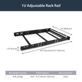 StarTech.com Carriles para Rack de Servidores 1U Universales, Carriles para Armario de Servidores con Profundidad Ajustable -Carriles Universales para Rack de 19", Carriles 1U TAA (UNIRAILS1U)