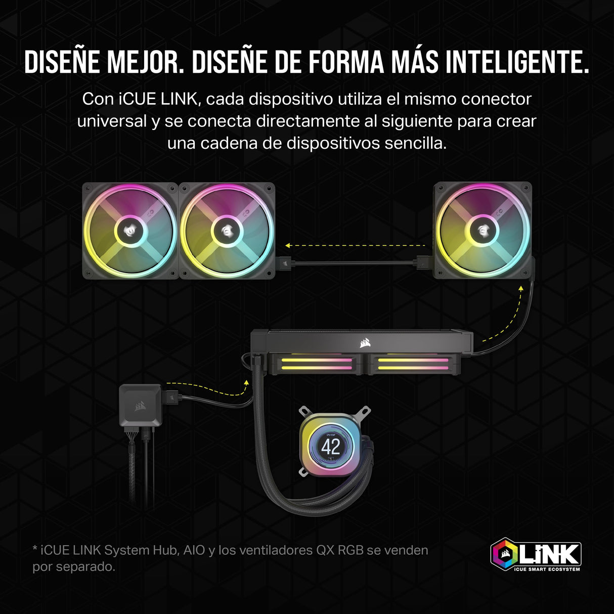 CORSAIR iCUE Link AIO LCD Módulo de Pantalla - Pantalla LCD IPS de 2,1" - 24 LED RGB Direccionables Individualmente - Instalación sin Herramientas - Negro