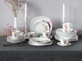 CreaTable, 24026, Serie Square Orchidee, 30-teiliges Geschirrset für 6 Personen, Kombiservice aus Porzellan, spülmaschinen- und mikrowellengeeignet, Qualitätsproduktion