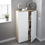 Habitdesign Mueble Auxiliar Despacho, Armario Estudio, 119x80x32,5 (AltoxAnchoxFondo - en cm), Color Blanco Artik y Roble Canadian, Modelo Office