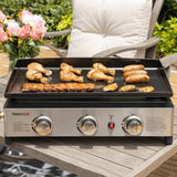 Royal Gourmet - Plancha de Gas de Acero esmaltado, 3 quemadores de Potencia 7,5 kW, Superficie de cocción 62,0 x 35,5 cm, portátil para Acampar y al Aire Libre