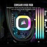 CORSAIR Enfriador líquido RGB H100 para CPU, AIO de 240 mm, ventilador SP120 RGB Elite, compatible con Intel LGA 1200/115X/2066 y AMD AM4, adaptador de placa base ARGB incluido, negro