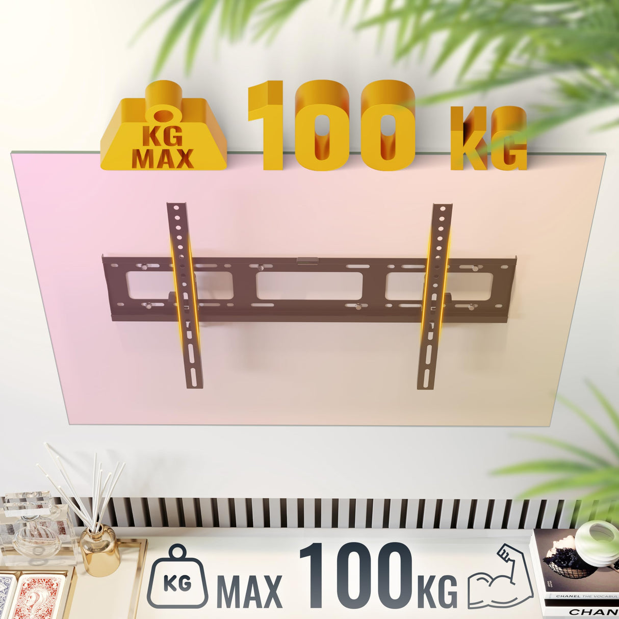 RICOO Soporte TV Pared Inclinable Fijo Plano Televisión 37-80" (94-203cm) R07 Slim Universal Televisor LED/LCD/Curvo VESA 300x200-600x400