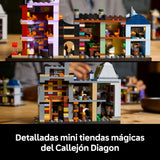 LEGO Harry Potter Tiendas Mágicas del Callejón Diagon Maqueta para Adultos y 12 Micro Figuras de Colección, Autobús Noctámbulo, Regalo para Mujeres y Hombres, Decoración Dormitorio, Set de Magia 76444