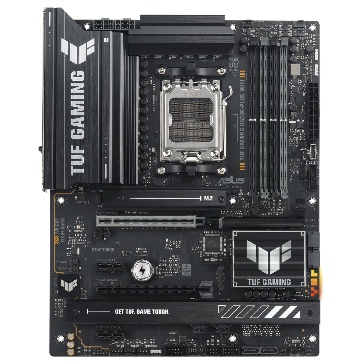 ASUS TUF Gaming B650E-PLUS WiFi - Placa Base AMD B650 ATX, 12+2+1 etapas de Potencia 80A, DDR5, PCIe 5.0, M.2, Wi-Fi 6E, 2.5Gb Ethernet, DisplayPort, HDMI, USB Tipo-C, BIOS Flashback, Aura Sync