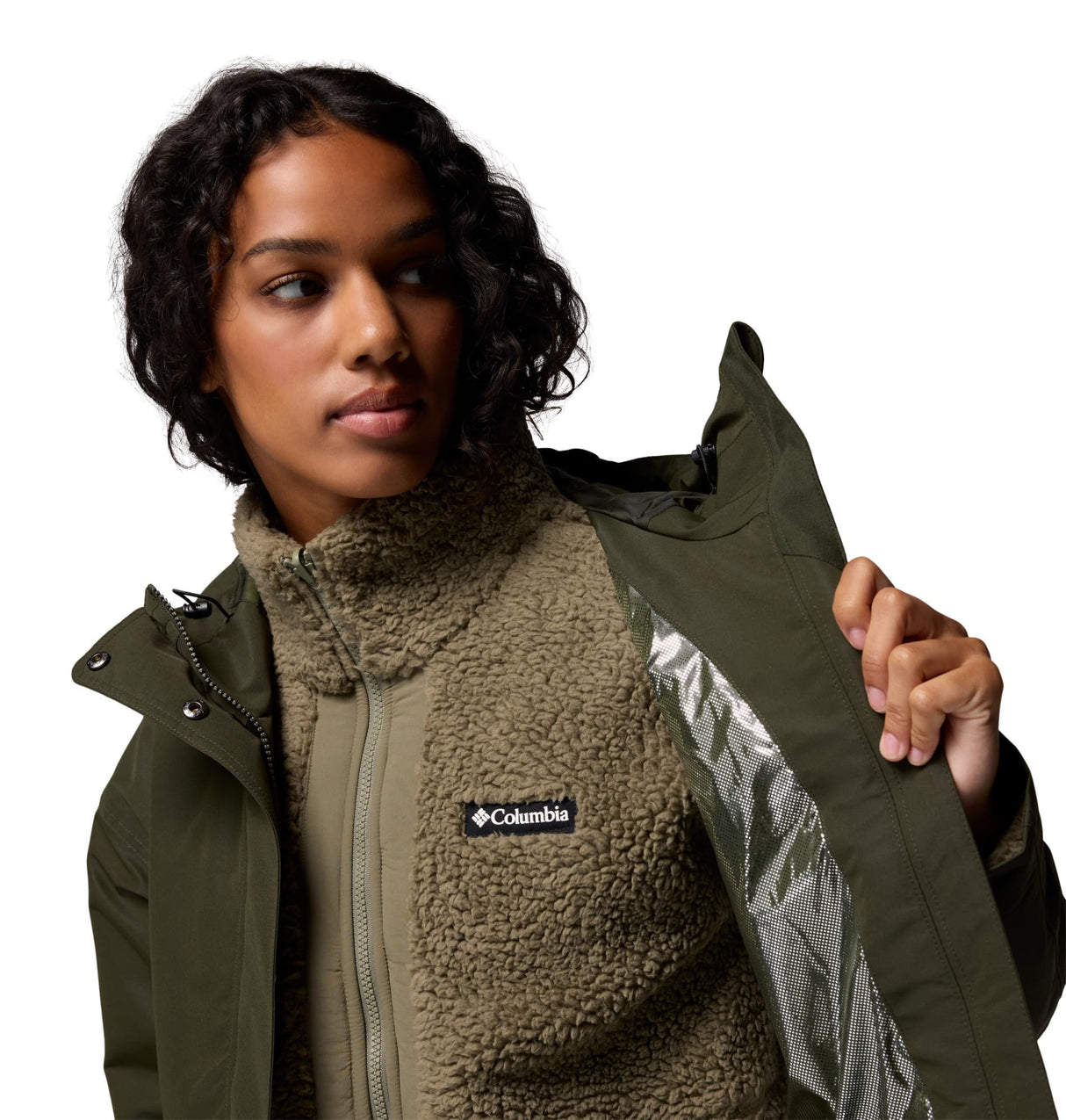 Columbia Drop Ridge II Chaqueta Impermeable 3 en 1, Diseño Dinámico, Reflectante de Calor, Ajuste Personalizable, Sherpa Acogedora, Barrera Impermeable - Mujer