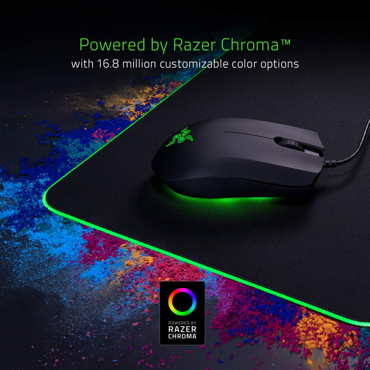 Razer Goliathus Extended Chroma - Alfombrilla suave para juegos con iluminación RGB (soporte para cables, superficie de tela, borde cosido, optimizado para todos los ratones) Negro