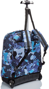 Invicta Mochila con Ruedas CAMO SHADE, Azul Camuflaje - Mochila 2 en 1, Mochila Escolar con Carro, Crossover System - Bolso Escolar Niños, Niñas y Adolescentes , Unisex - Maxi Capacidad