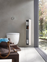 Emco ASIS Plus Módulo de Armario Empotrado para el Conjunto de escobillas, Armario de baño con Soporte para Papel higiénico, Armario Alto con función de Empuje para Abrir y Tope Derecho