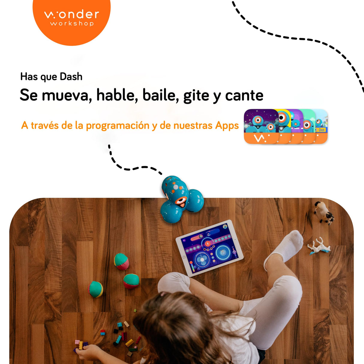 Wonder Workshop Dash Robot - Robots Inteligentes para Niños, juguete, Color azul
