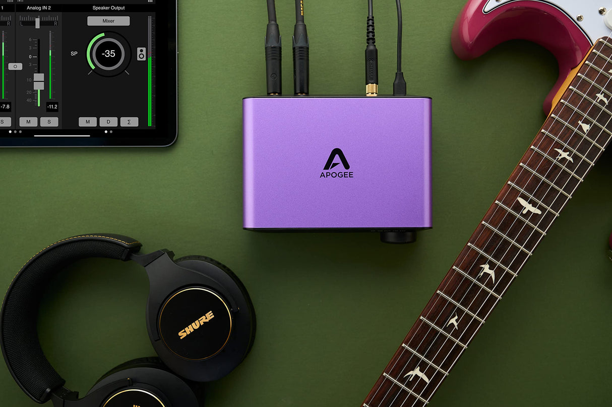 Apogee - Boom - Interface de audio USB para músicos, podcasters y steramers, frecuencia de muestreo de 24 bits/192 kHz, hardware DSP, salida de auriculares y software Ableton Live Lite