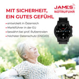 James R9 - Reloj de Emergencia y Seguridad para Personas Mayores, detección de caídas, botón de Llamada de Emergencia y Seguimiento GPS, podómetro, Monitor de frecuencia cardíaca, aplicación Familiar
