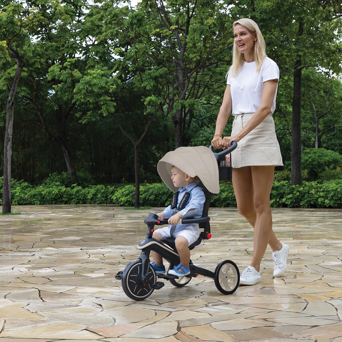 Trottinette enfant Globber Tricycle Explorer 4 en 1 Evolutif et Pliable Taupe