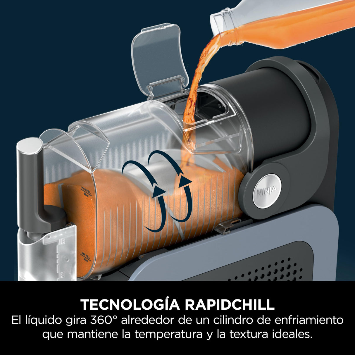 Ninja SLUSHi Procesador profesional de bebidas congeladas, granizados, cócteles, zumos congelados, frappés y batidos, sin hielo ni preparativos previos, WhisperChill, 1,9 l, azul y gris, FS301EU