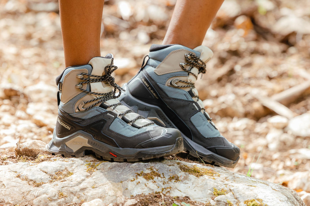 Salomon Quest Element Gore-Tex Botas de Senderismo de Piel para Mujer, Impermeable, Agarre Máximo, Zapatos Trekking, Ebony, 37 1/3