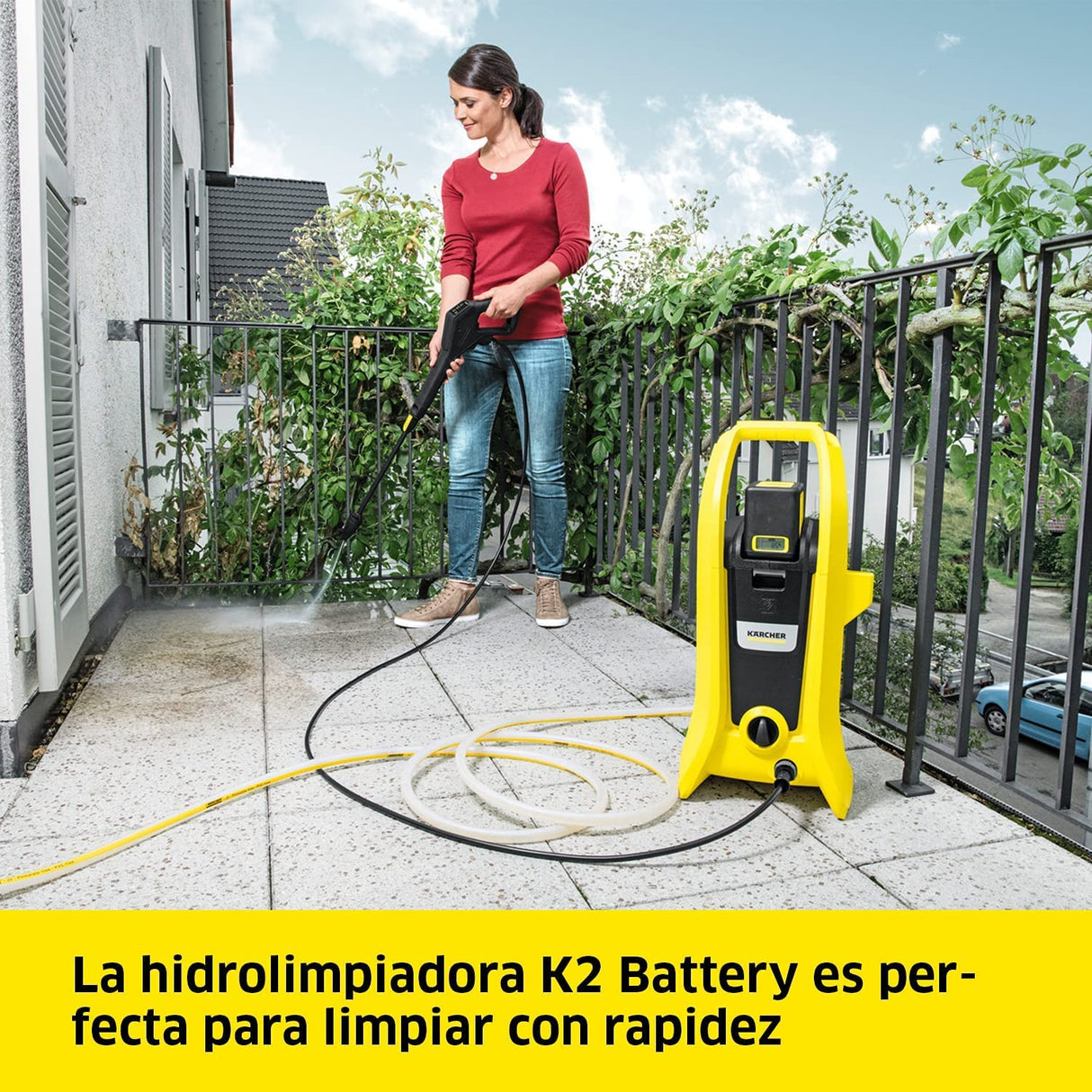 Kärcher 36 V Hidrolimpiadora de alta presión a batería K 2 Battery, presión: 110 bar, lanza pulverizadora, boquilla turbo, conector para mangueras de riego A3/4", 4,5 kg, batería 36 V Kärcher no incl.