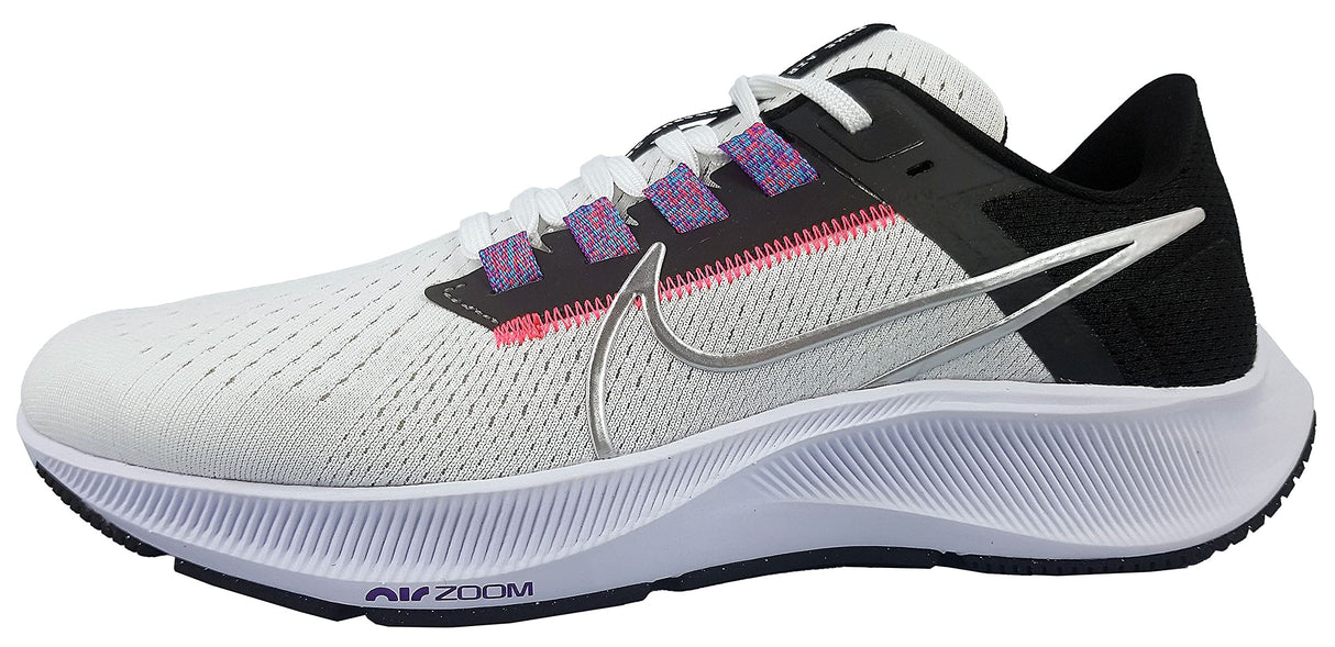 Nike Wmns Air Zoom Pegasus 38, Sneaker Mujer, White Mtlc Silver Black Flash Crimson Anthracite Wild Berry, 36 EU