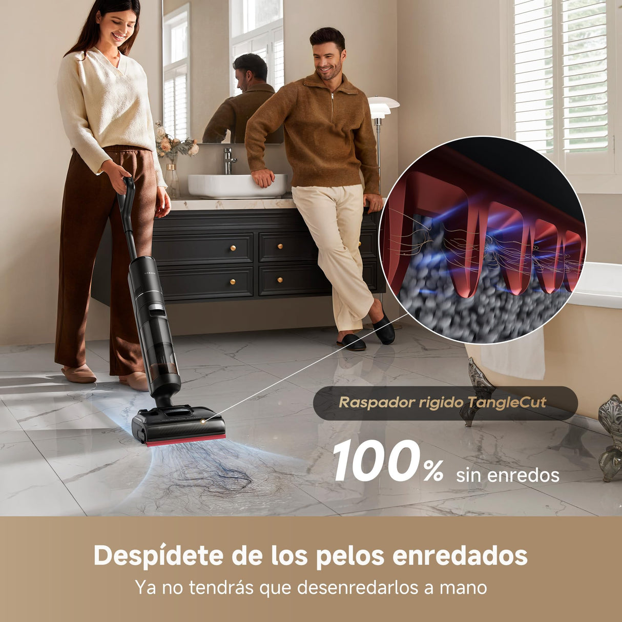 DREAME H15S Aspirador en Seco y Húmedo, Limpieza de Triple Borde, Brazo Robótico con IA, 21.000 Pa de Succión, 0 Enredos, Lava y Seca el Cepillo a 90 °C, Alcance Horizontal de 180°, Control con App