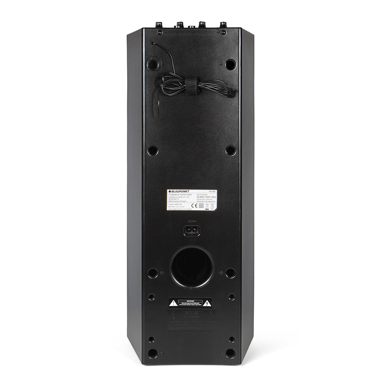 Blaupunkt PS 500 - Altavoz de Fiesta con batería integrada, 40 W RMS, Bluetooth, USB, Entrada Auxiliar, Radio FM, Entrada de Guitarras y micrófono, función de Eco, Caja de música con Efecto de luz,