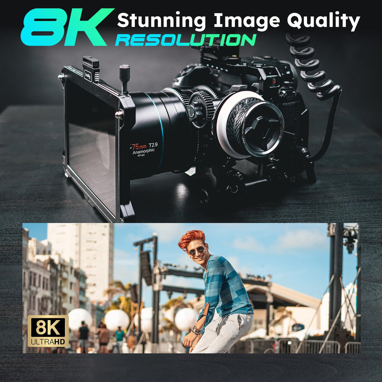 SIRUI 75 mm T2.9 1.6X Lente anamórfica de fotograma Completo para Montura E de Sony, Lente anamórfica de fotograma Completo
