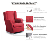 Sillonea - Sillón de Lactancia Roma con Balanceo para Amamantar - Butaca Ergonómica y Compacta con Antimanchas Habitación del Bebé (Gris, Madera Lacada Blanca, 96x74x77 cm)