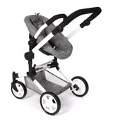 Bayer Chic 2000 - Cochecito para muñecas Linus, 3 en 1 para niños de 4 a 8 años, Juego de Cochecito para muñecas, Vaqueros Grises