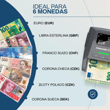 Detectalia D7X - Detector de billetes falsos con 7 sistemas de derección y 100% fiabilidad para 6 divisas EUR, GBP, CHF, PLN, CZK y SEK - 14 x 12 x 6 cm