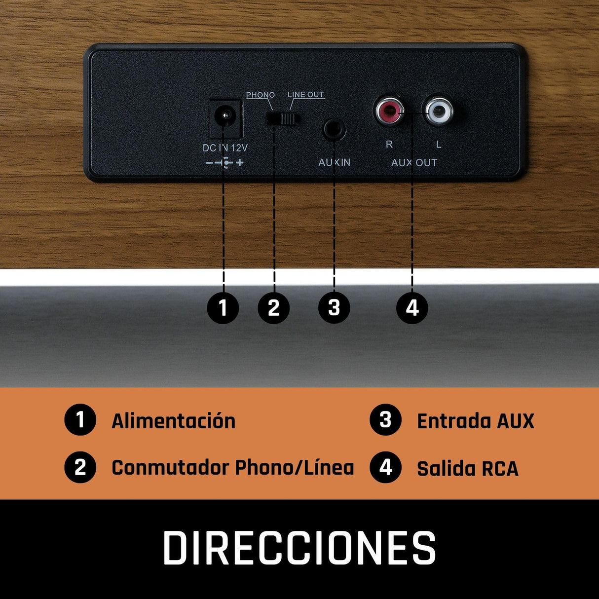 Lenco Tocadiscos LS-410 - Tocadiscos Bluetooth - Altavoces Integrados de 40 W RMS - Tracción por Correa - Preamplificador - Salida RCA y Entrada AUX - Madera LS-410WA Marrón
