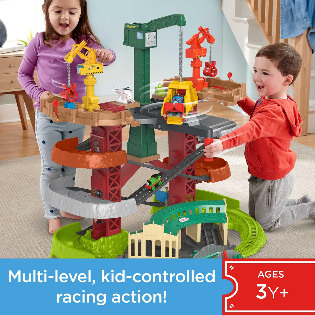 Conjunto de juego motorizado de supertorre de trenes y grúas de Thomas & Friends