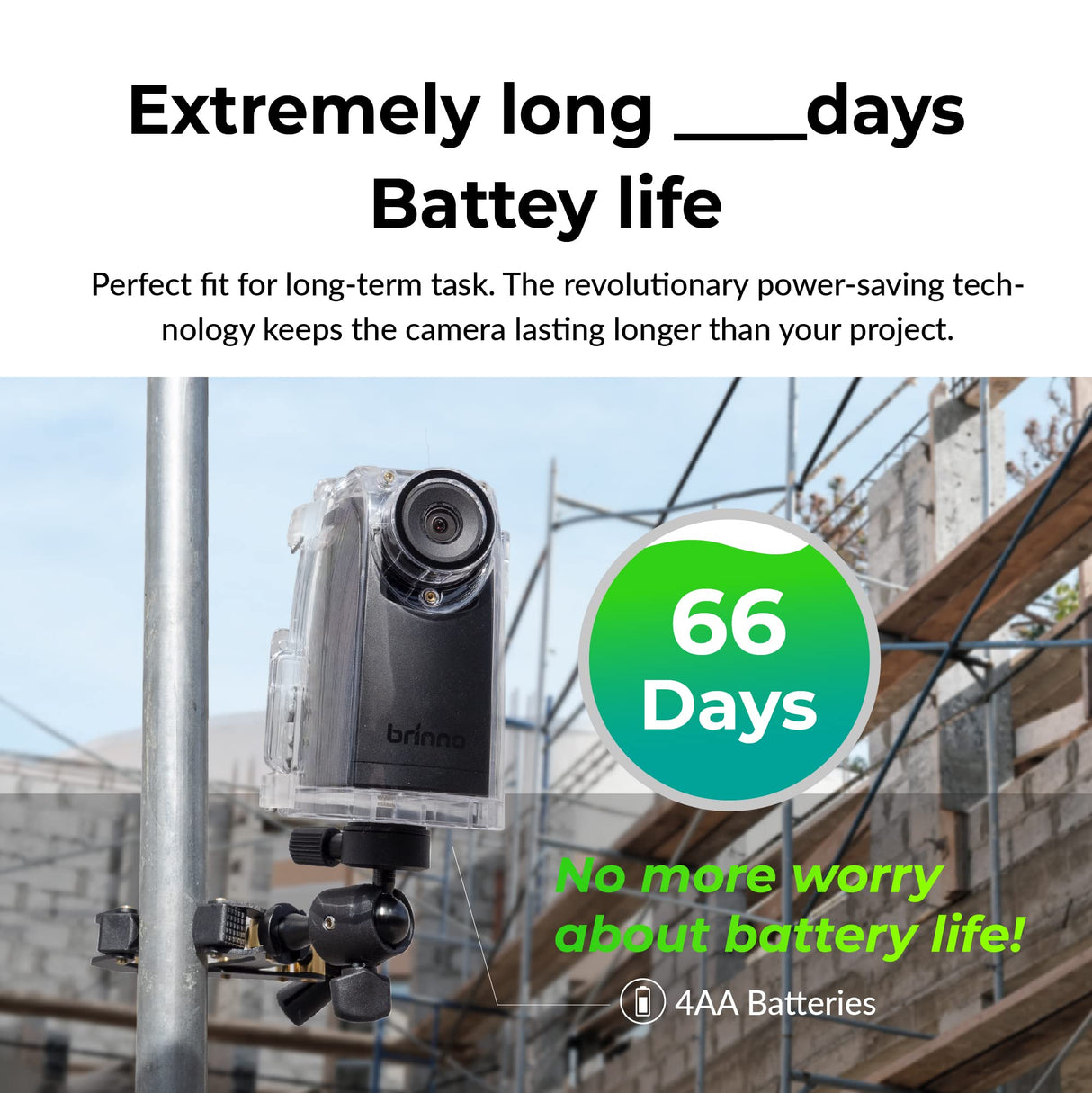 Brinno BCC300-C Timelapse Video Bundle - Cámara TLC300 1080P FHD y HDR, 118°FOV, Pantalla LCD IPS 1.44”, Carcasa IPX4, Abrazadera, Fácil de Usar en Obras de Construcción, Interiores y Exteriores