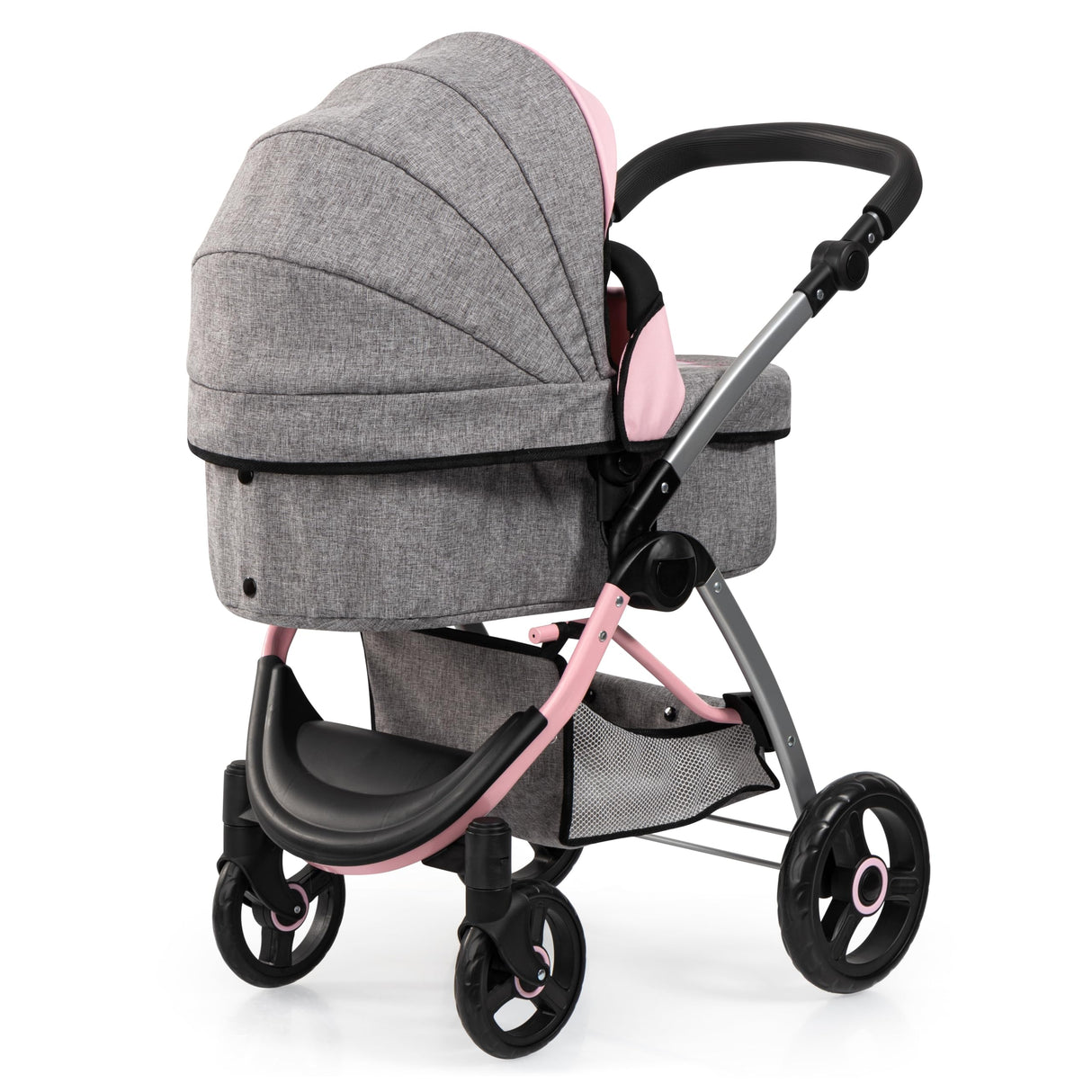 Bayer Design 17533AA Cochecito de muñecas City MAX con Bolsa, Regulable en Altura, Ruedas Delanteras giratorias, Convertible en Silla Paseo, Cesta Integrado