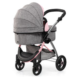 Bayer Design 17533AA Cochecito de muñecas City MAX con Bolsa, Regulable en Altura, Ruedas Delanteras giratorias, Convertible en Silla Paseo, Cesta Integrado