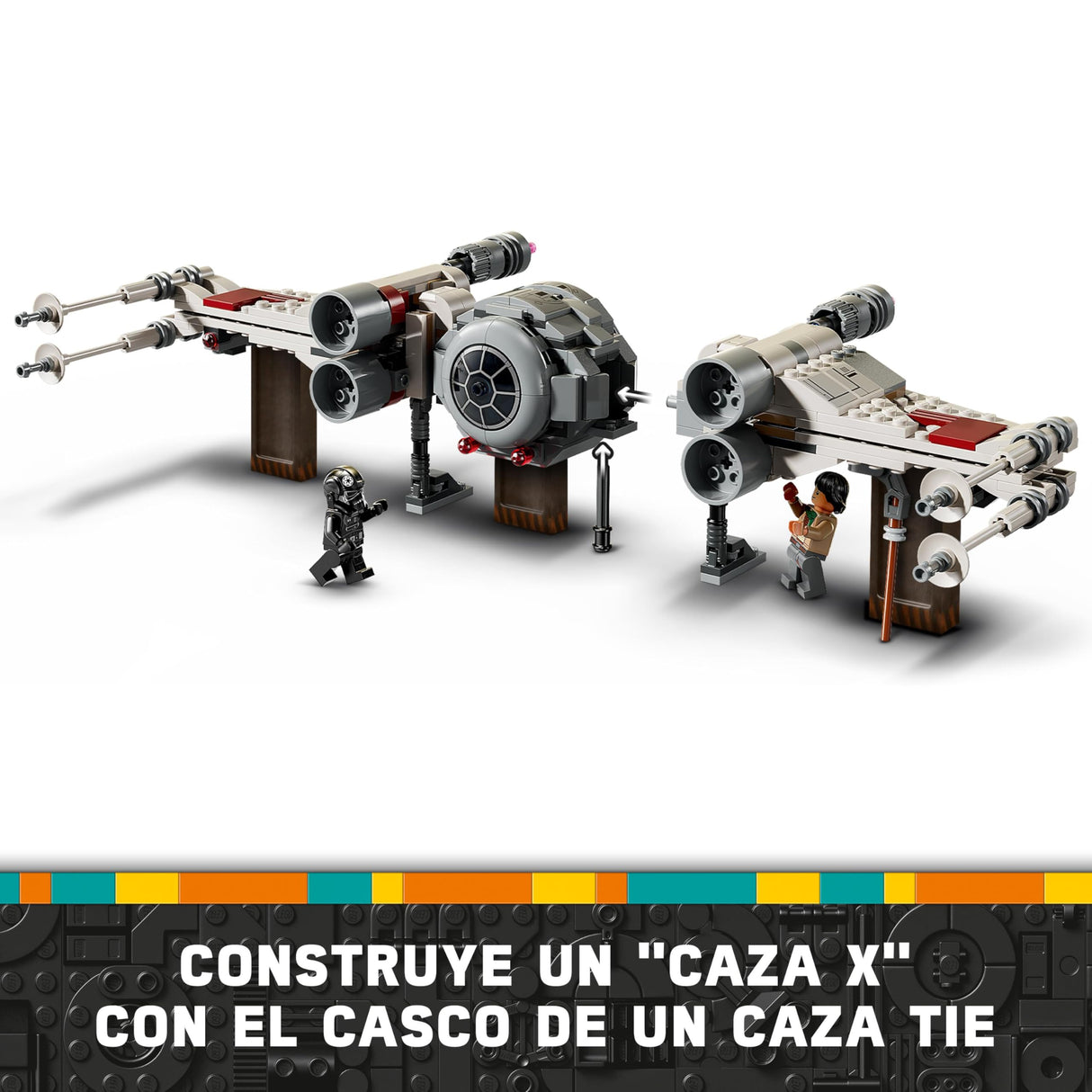 LEGO Star Wars 75393 Caza Tie y ala-X Fusionados - Juguete de Construcción con 2 Naves Estelares - 4 Minifiguras y Figura de Droide - Regalo para Niños de 9+ Años y Fans