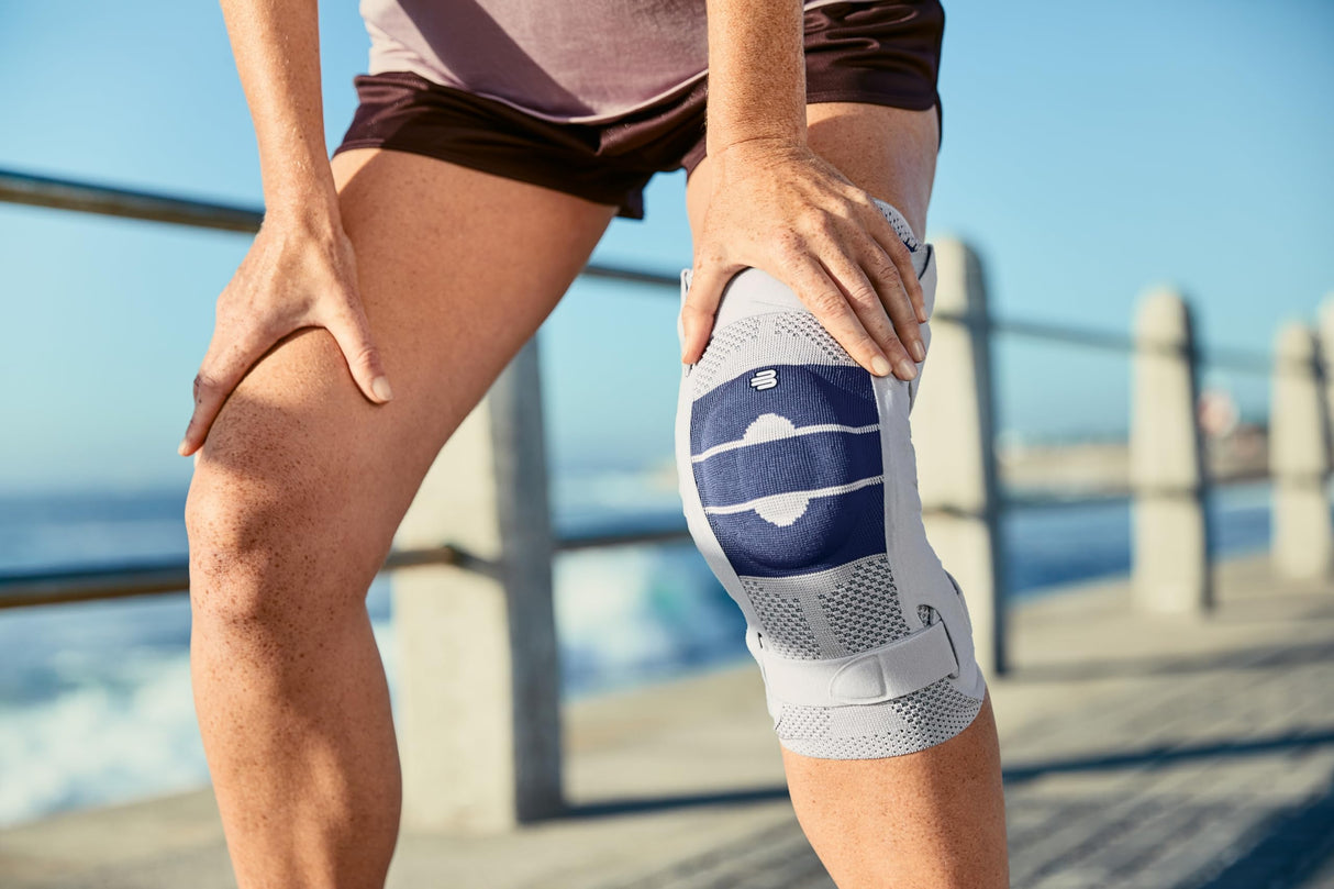 BAUERFEIND Vendaje de Rodilla, GenuTrain S, titán,Izquierdo, Talla 4