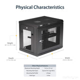 StarTech.com Armario Rack de Pared para Servidores 9U 19" 2 Columnas Estante 1U - Rack de Servidores de Montaje en Pared