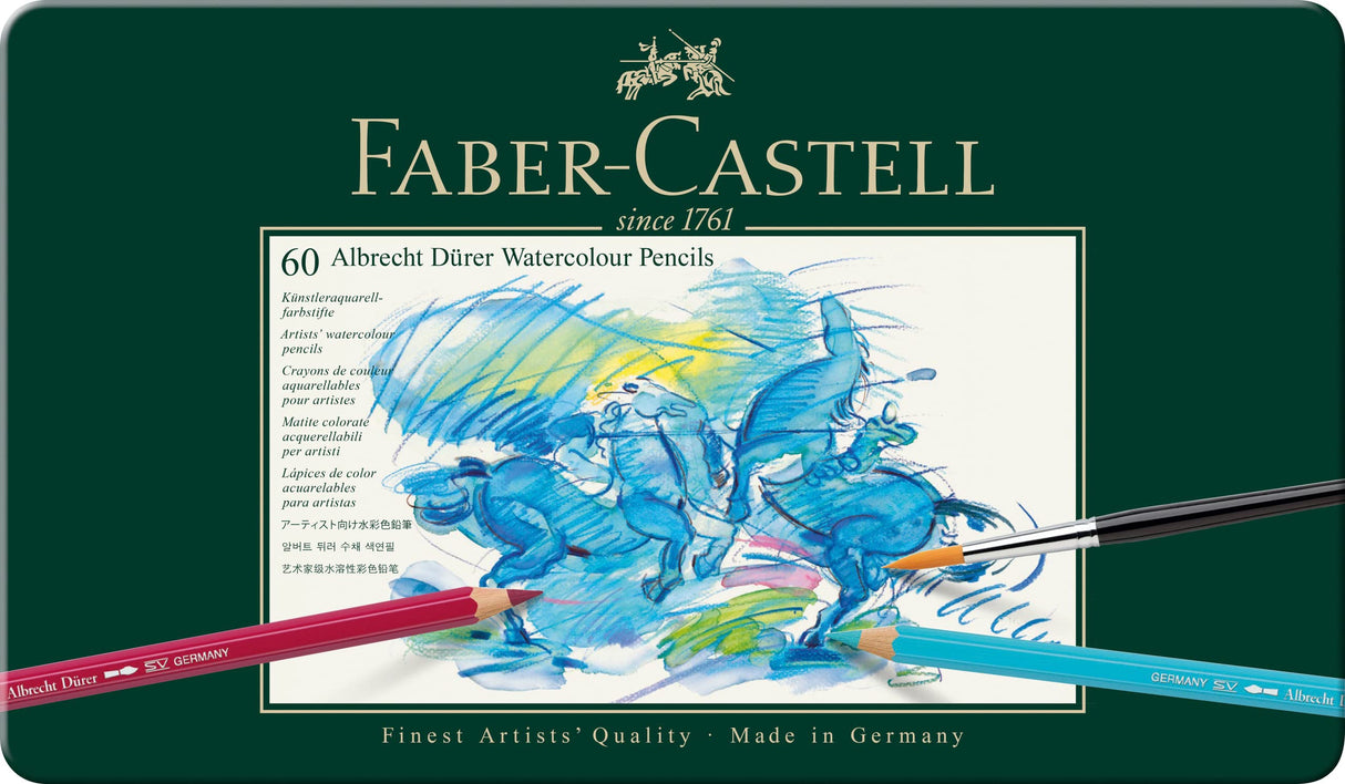 Faber-Castell 117560 - Estuche de Metal con 60 Lápices de Colores Acuarelables - Multicolor