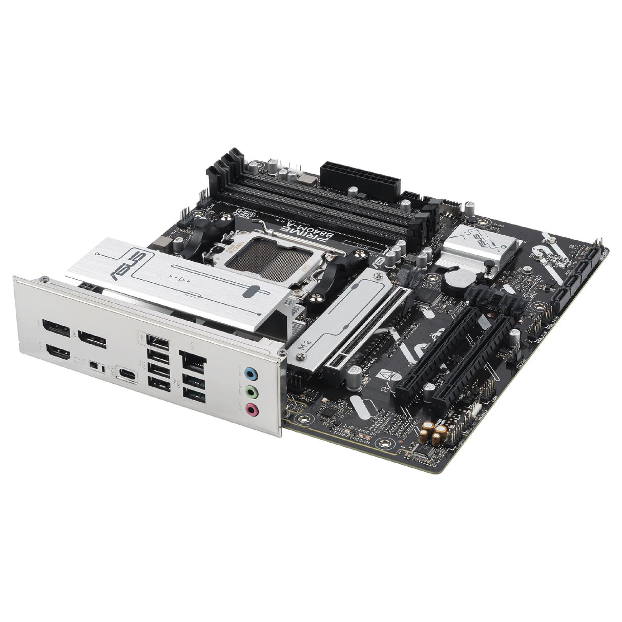 ASUS Prime B840M-A-CSM - Placa Base AMD B840 mATX, DDR5, PCIe 4.0, Tres Ranuras M.2, Realtek 2.5Gb Ethernet, DisplayPort, HDMI, USB Tipo-C a 5Gbps, BIOS Flashback, Aura Sync