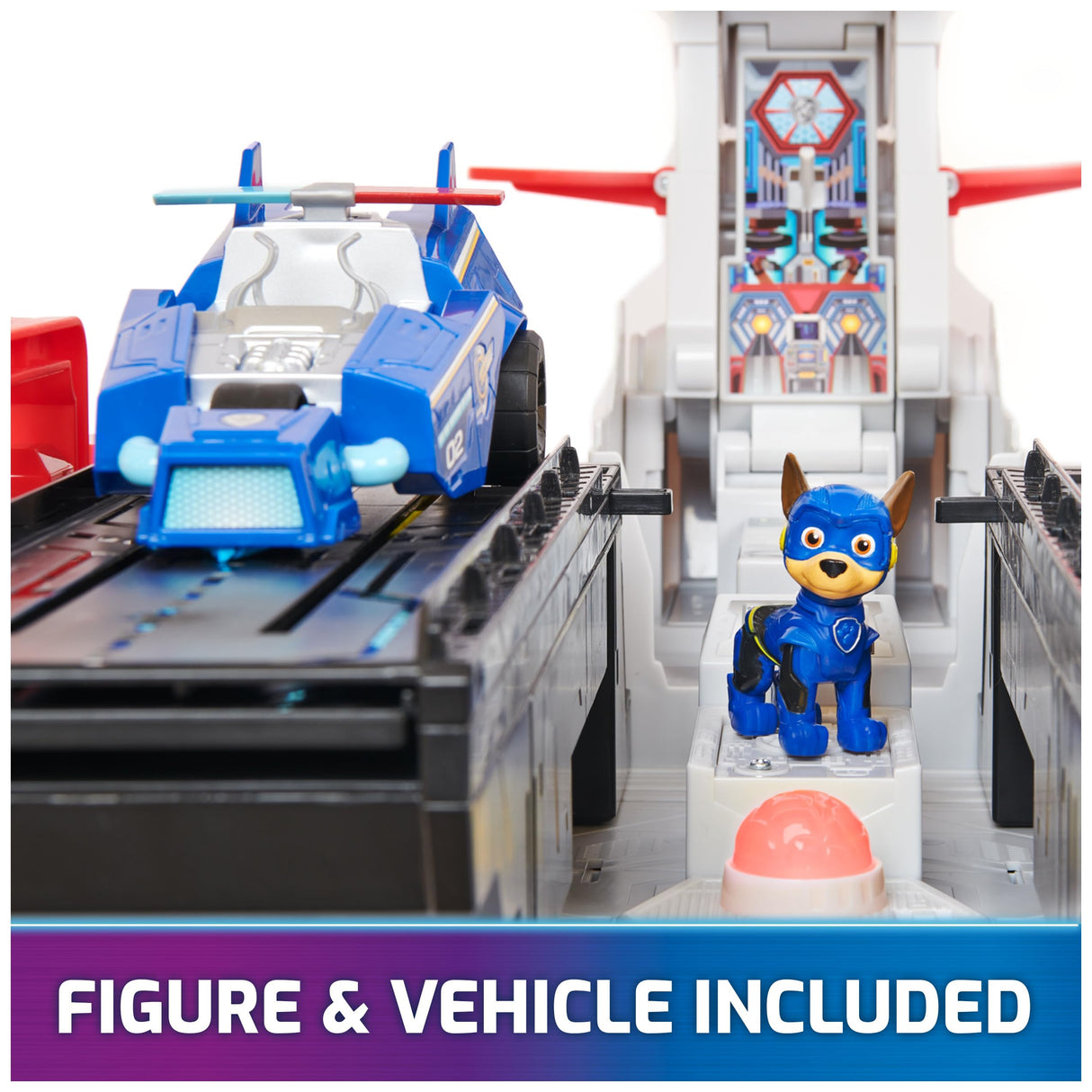 PAW PATROL: El Mighty Cinematofilm, Juego de cuartel General de la Marina, con Figura de Juguete Chase y vehículo de superhéroe, Juguete Adecuado para niños a Partir de 3 años