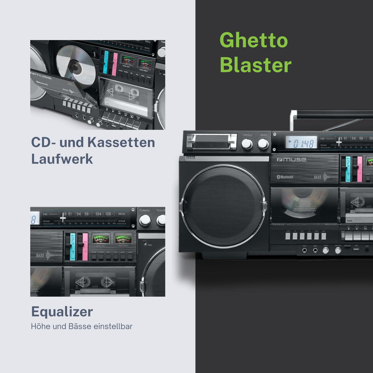 M-380 GB Radio CD, Cassette grabador BT USB
