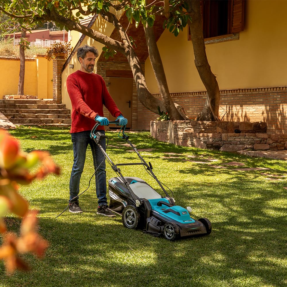 Cecotec Cortacésped de Cable Terrenator 460 Flex Z Auto. 2000W, Ancho de Corte 46cm, Propulsión Automática, Cambio Altura Sistema Z-Tech, 4in1 con Mulching, Ruedas Traseras XL, Tecnología BeltDrive