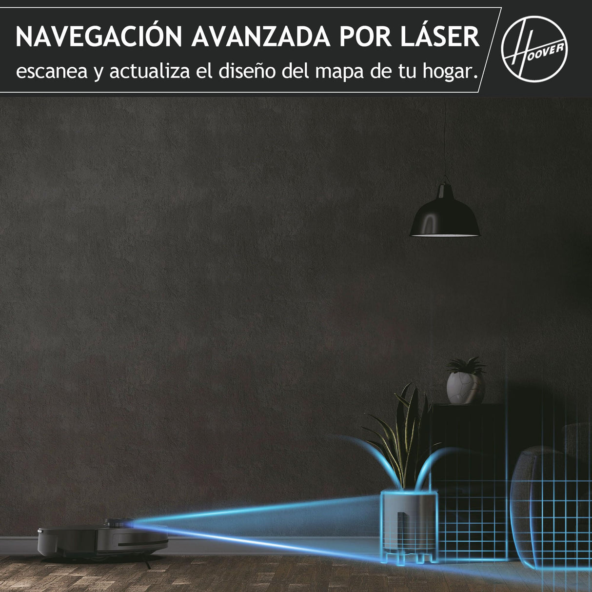 Hoover Robot Aspirador, Succión 4000 Pa, Navegación Láser, Wi-Fi, Base de Carga con Retorno Automático, Sensor de Obstáculos, Mapeo del Hogar [HG4]