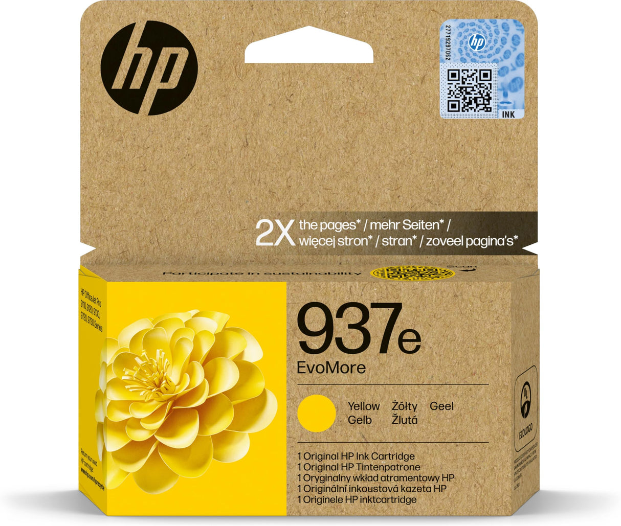 HP 937e EvoMore - Cartucho de Tinta Original Amarillo